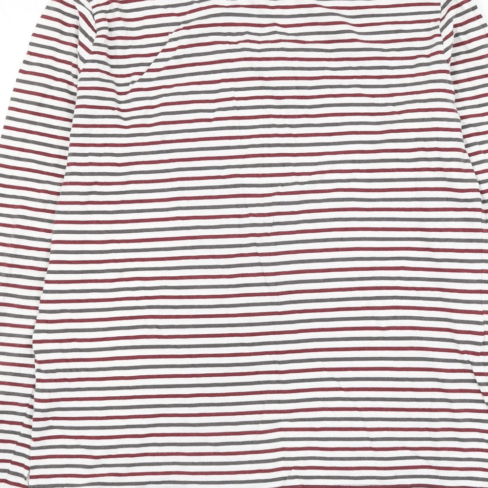 Marks and Spencer Womens Multicoloured Striped Cotton Basic T-Shirt Size 8 Round Neck