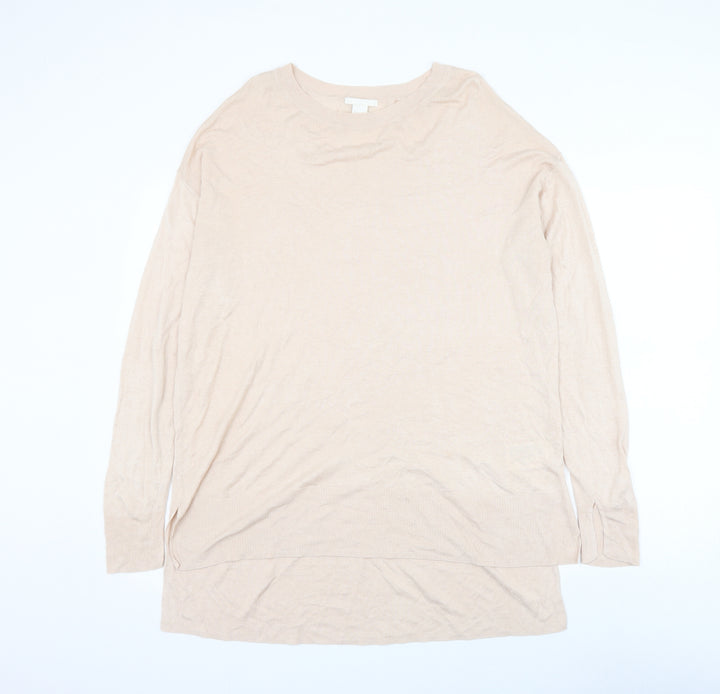 H&M Mens Pink Round Neck Acrylic Pullover Jumper Size L