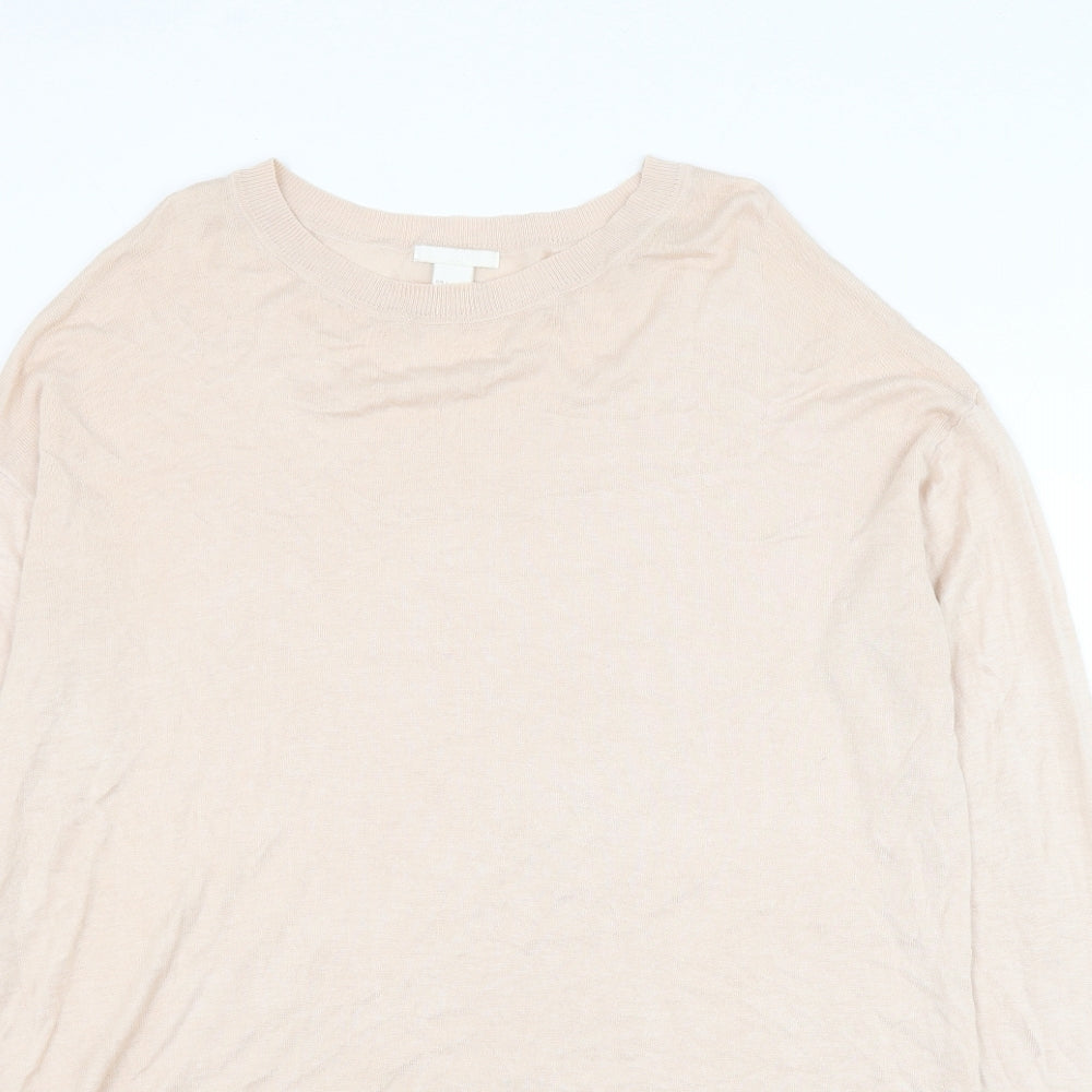 H&M Mens Pink Round Neck Acrylic Pullover Jumper Size L