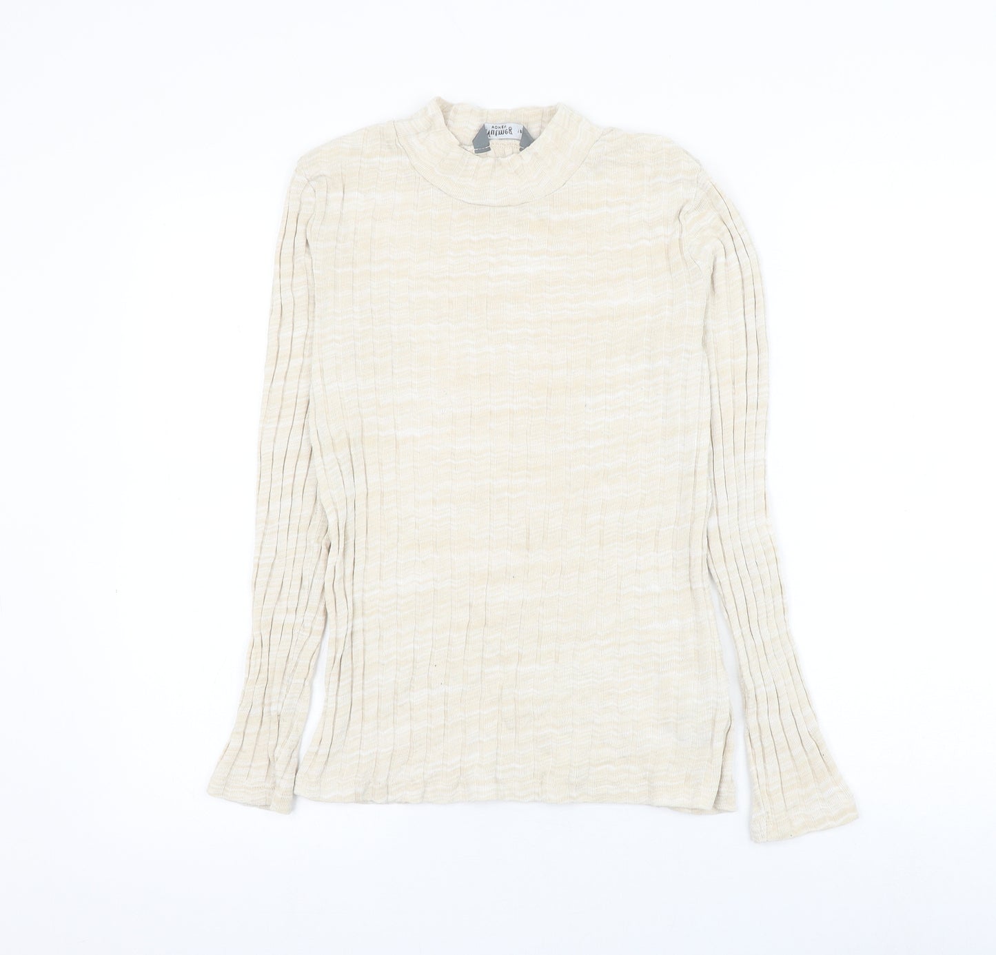 Nutmeg Womens Beige Mock Neck Cotton Pullover Jumper Size 12