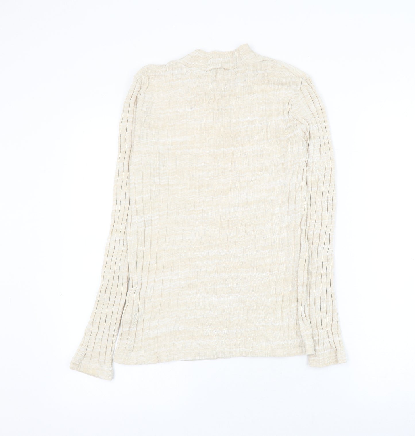 Nutmeg Womens Beige Mock Neck Cotton Pullover Jumper Size 12