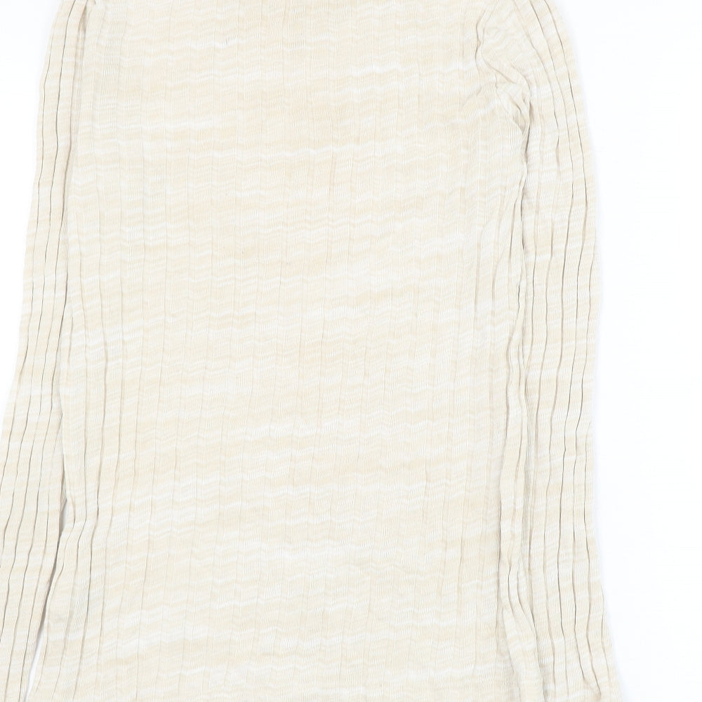 Nutmeg Womens Beige Mock Neck Cotton Pullover Jumper Size 12