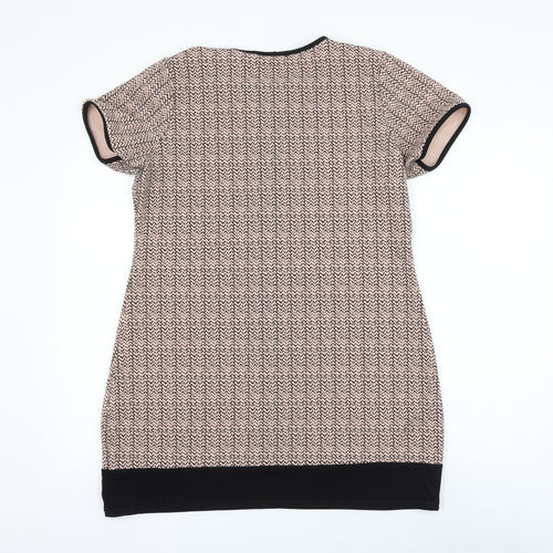 Mandi Womens Pink Geometric Polyester Shift Size 14 Round Neck Pullover