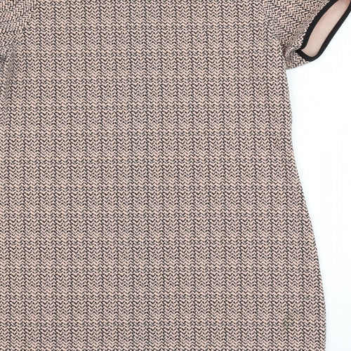 Mandi Womens Pink Geometric Polyester Shift Size 14 Round Neck Pullover