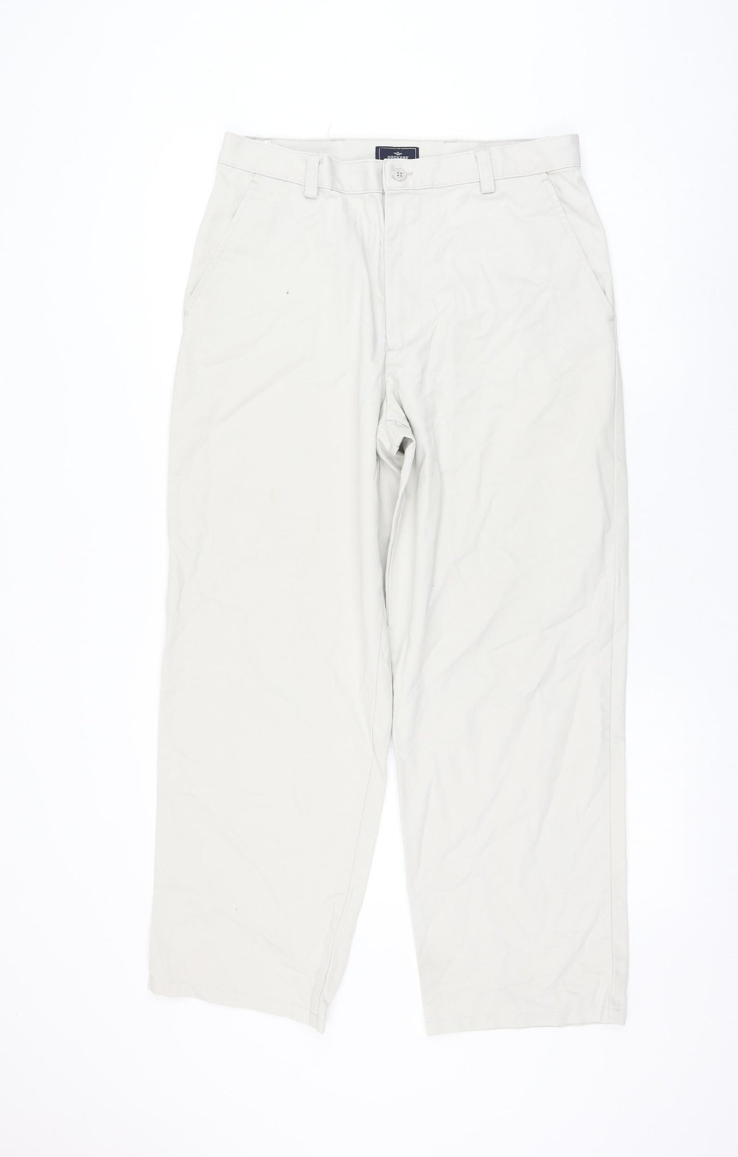 DOCKERS Womens Grey Cotton Chino Trousers Size 32 in L30 in Regular Zip