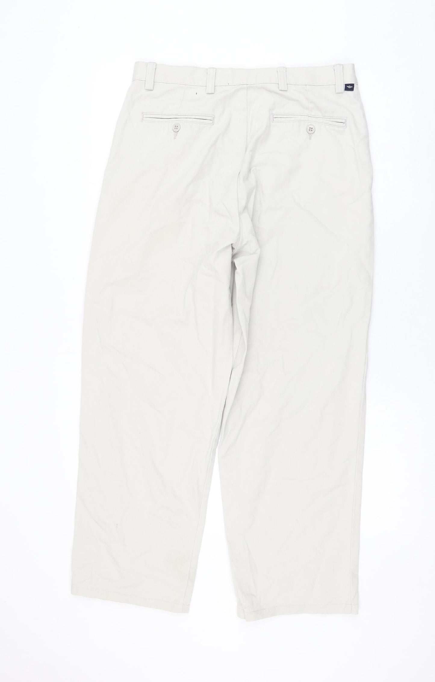 DOCKERS Womens Grey Cotton Chino Trousers Size 32 in L30 in Regular Zip