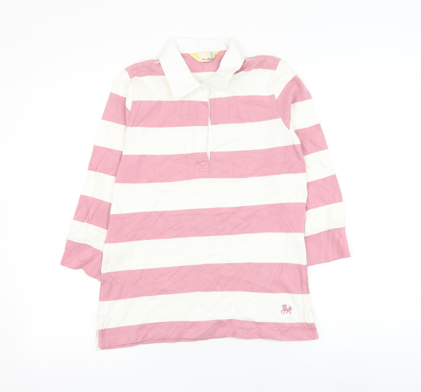 Alice Callina Womens Pink Striped Cotton Basic Polo Size 10 Collared