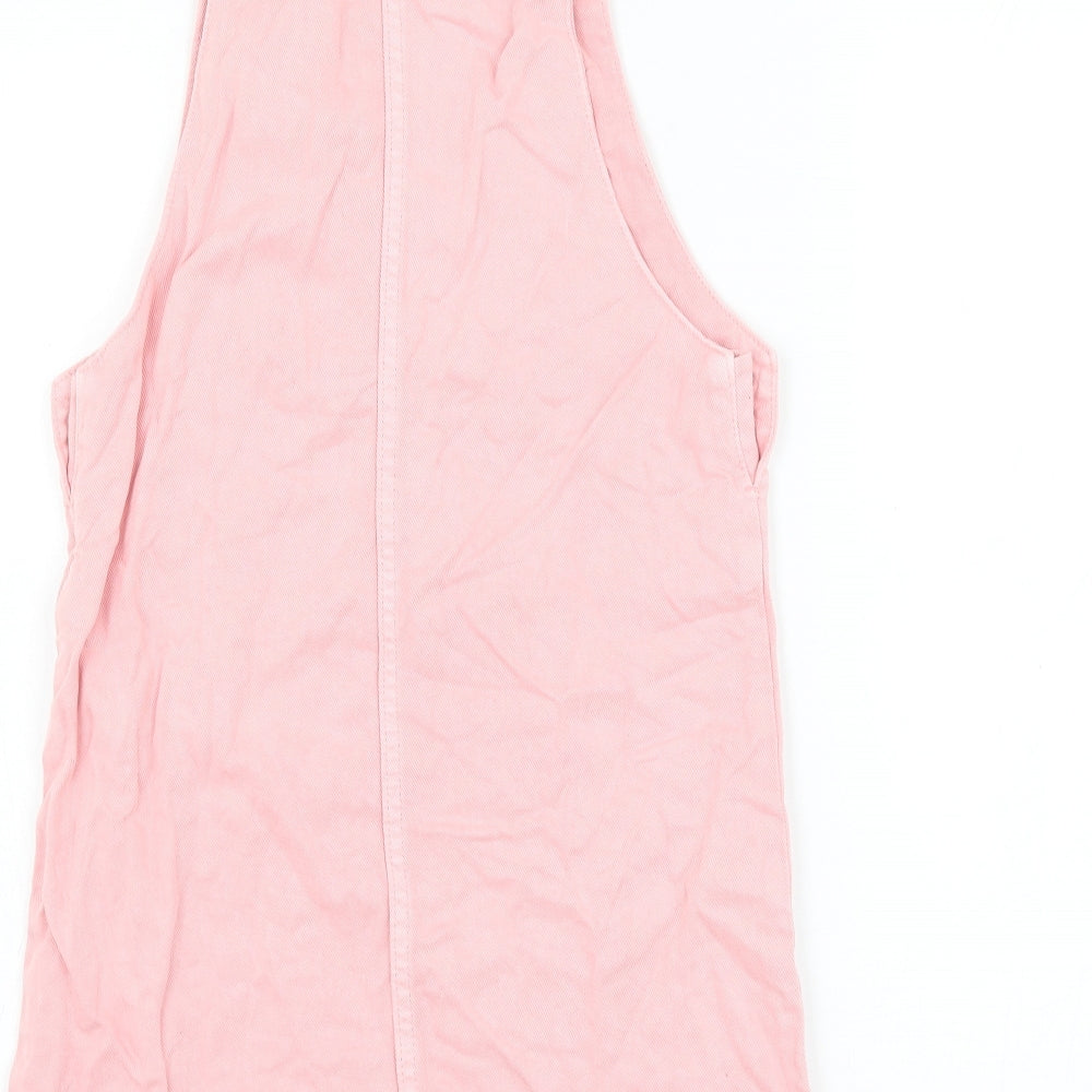 TU Girls Pink Cotton A-Line Size 9 Years Square Neck Hook & Loop