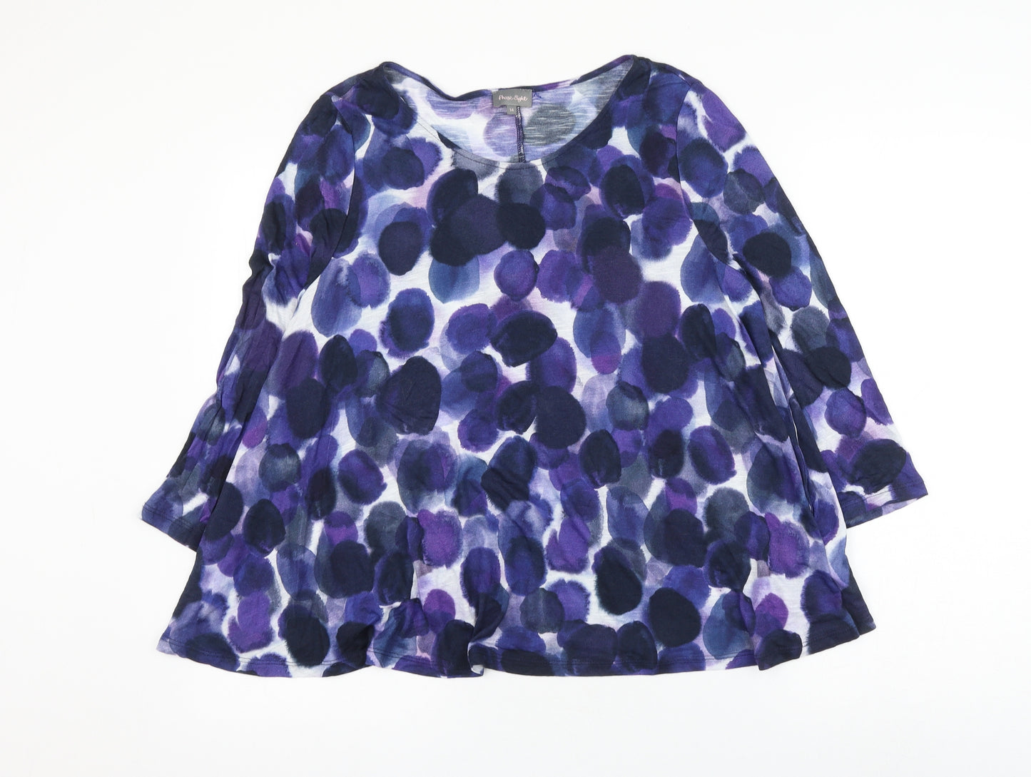 Phase Eight Womens Blue Geometric Viscose Basic Blouse Size 14 Round Neck