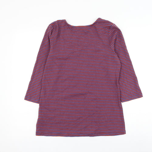 NEXT Womens Multicoloured Striped Cotton Basic T-Shirt Size 16 Square Neck