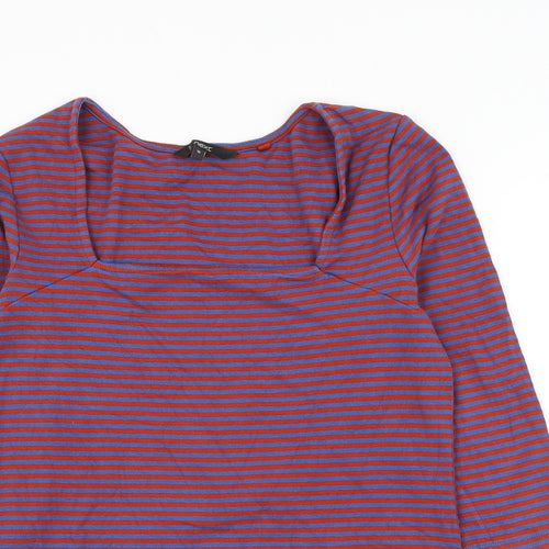 NEXT Womens Multicoloured Striped Cotton Basic T-Shirt Size 16 Square Neck