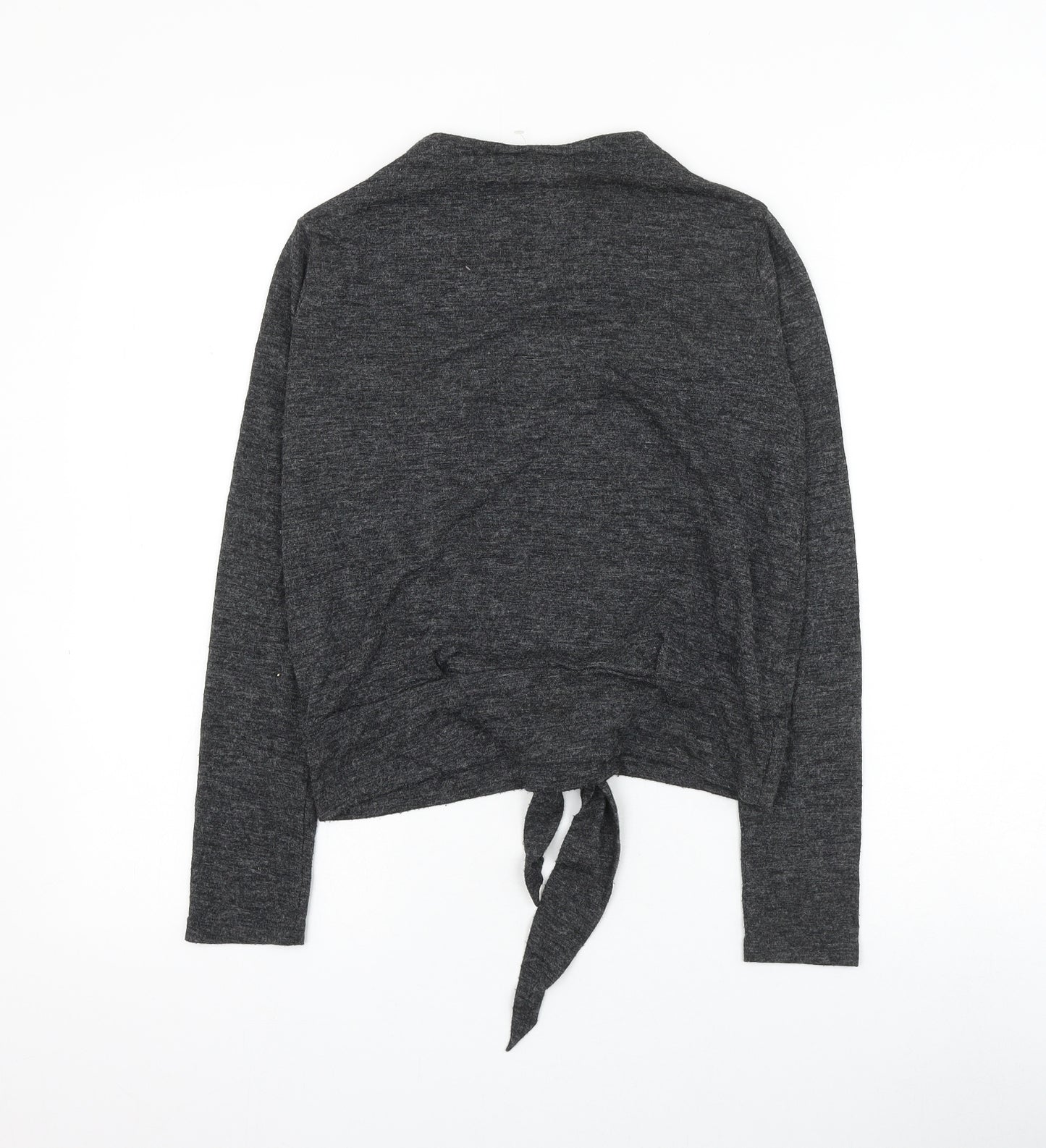 Zara Womens Grey Round Neck Polyester Pullover Jumper Size S - Knot Front