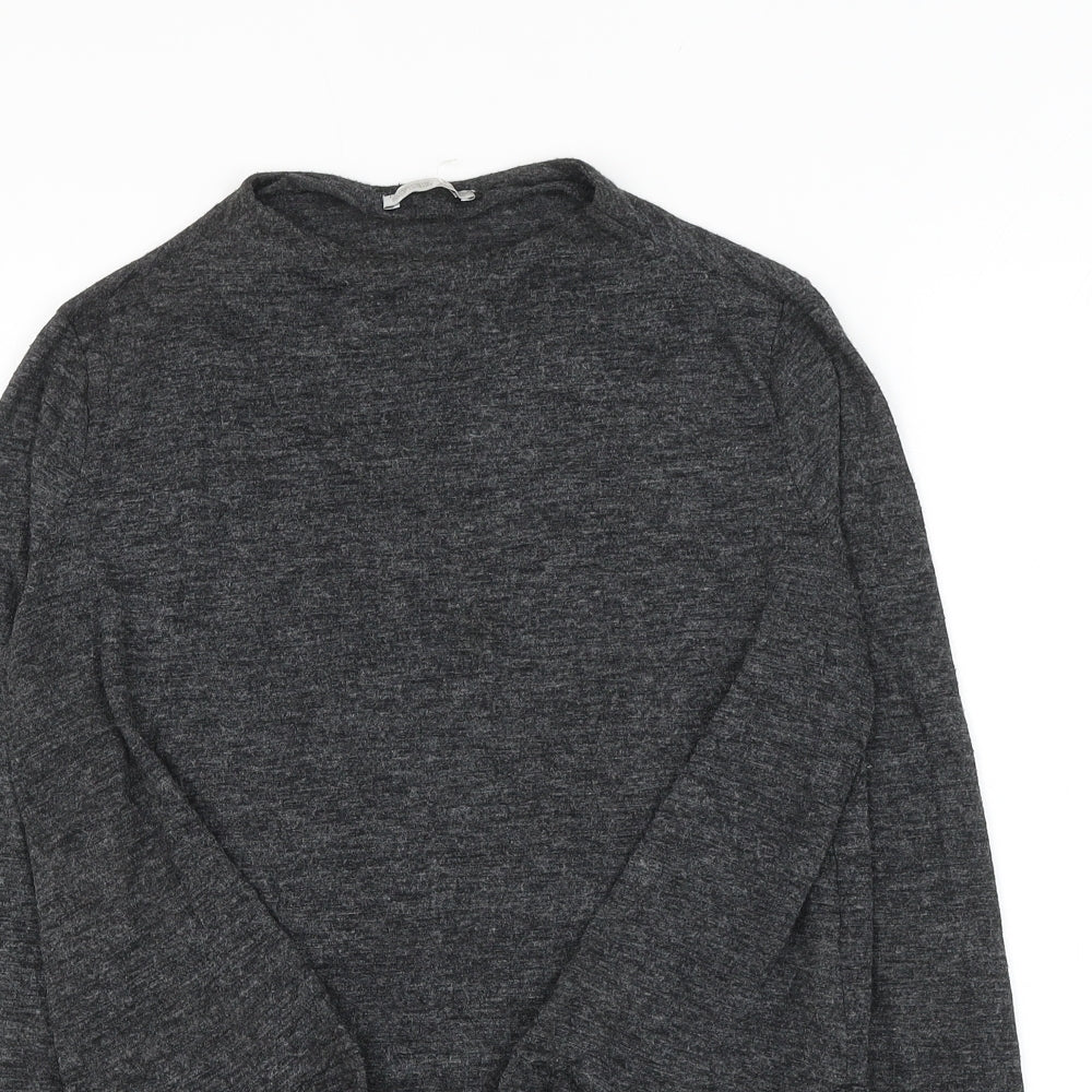 Zara Womens Grey Round Neck Polyester Pullover Jumper Size S - Knot Front