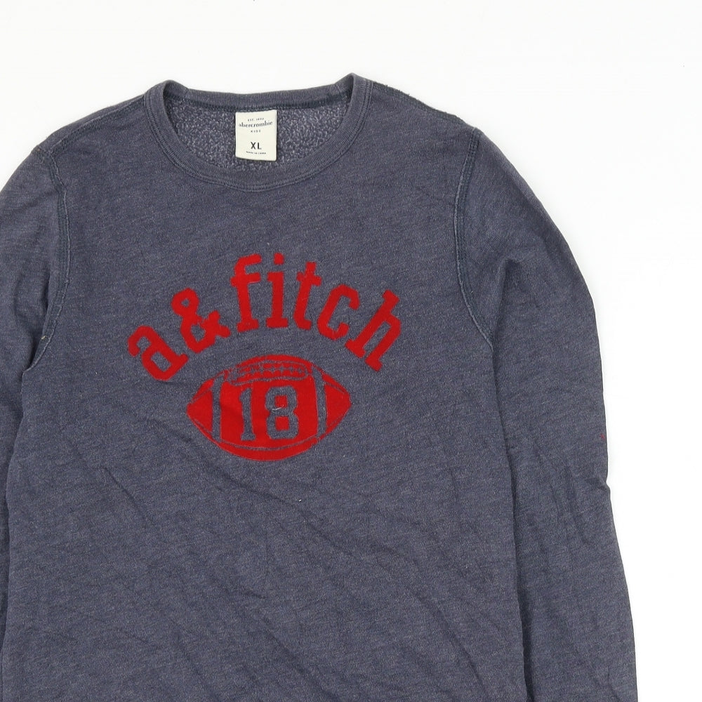 Abercrombie & Fitch Boys Blue Cotton Pullover Sweatshirt Size XL Pullover