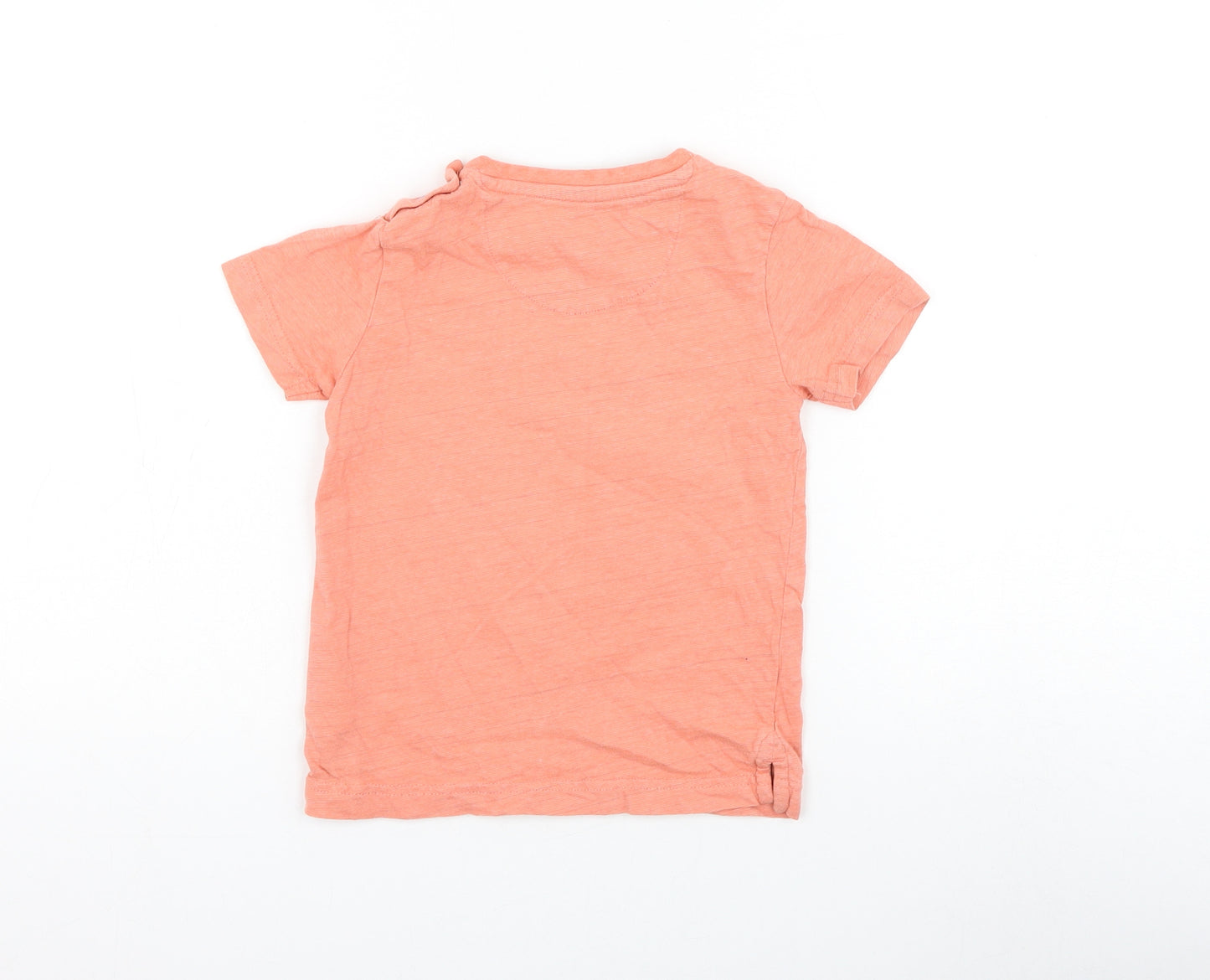 motherc Boys Orange Cotton Basic T-Shirt Size 3-4 Years Round Neck Pullover - Shark