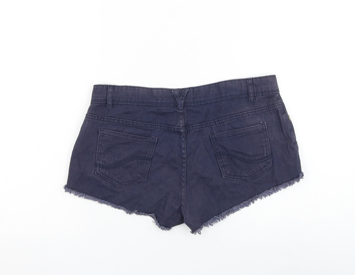 Primark Womens Blue Cotton Hot Pants Shorts Size 10 L3 in Regular Zip