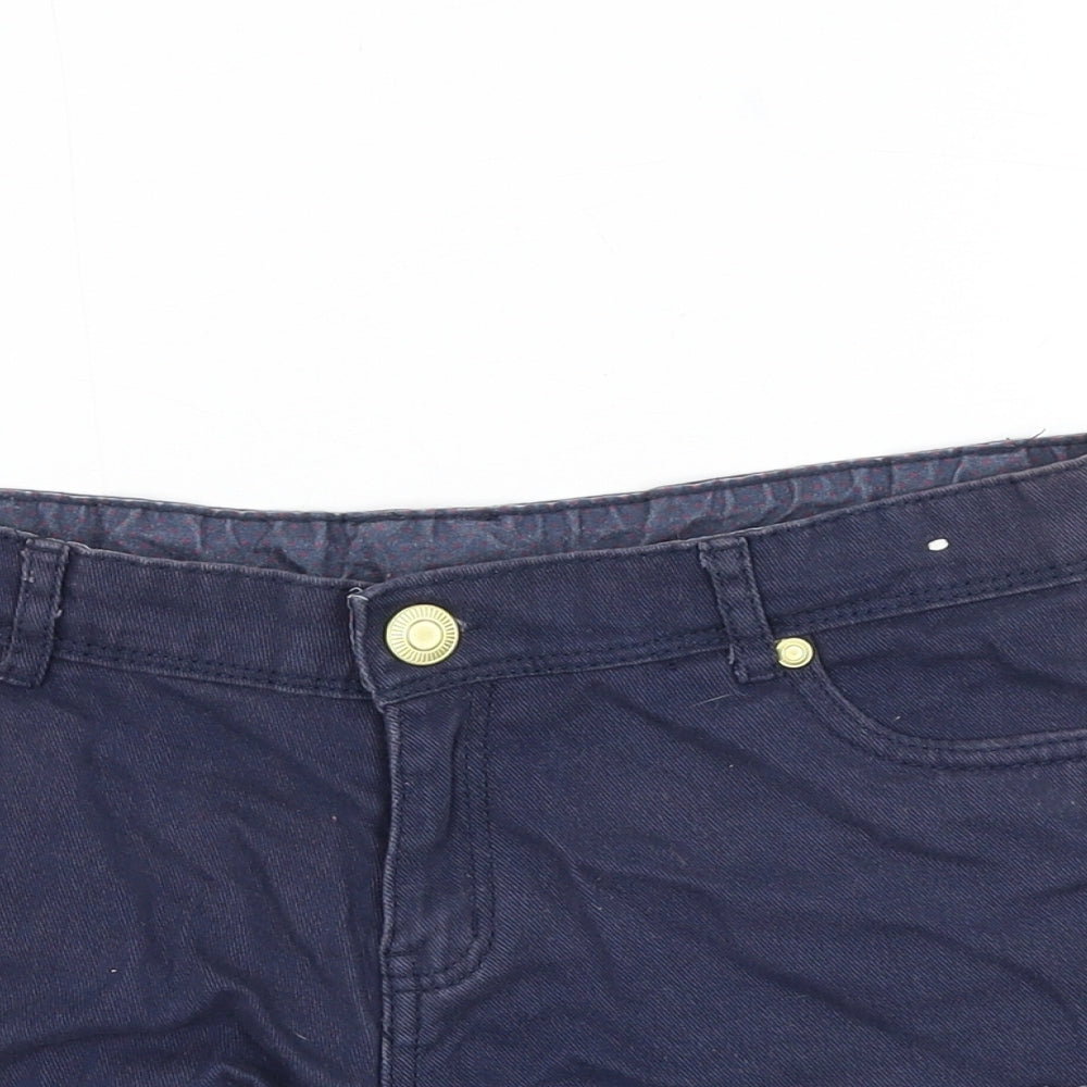 Primark Womens Blue Cotton Hot Pants Shorts Size 10 L3 in Regular Zip