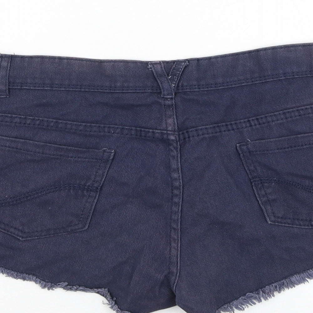 Primark Womens Blue Cotton Hot Pants Shorts Size 10 L3 in Regular Zip