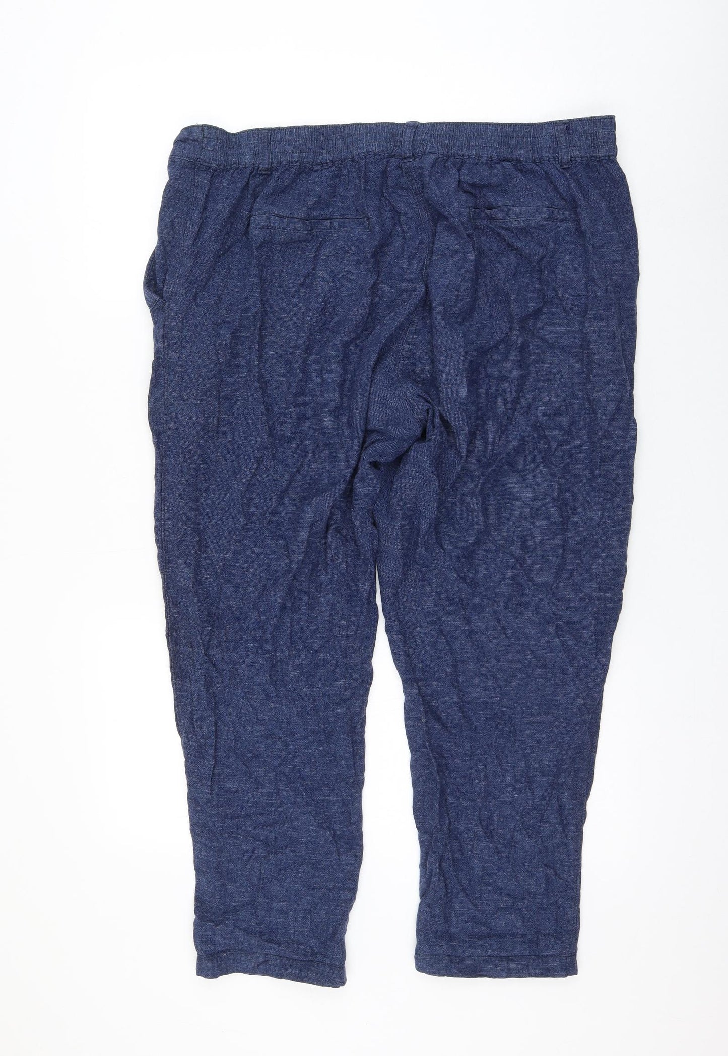 Nutmeg Womens Blue Cotton Trousers Size 18 L25 in Regular