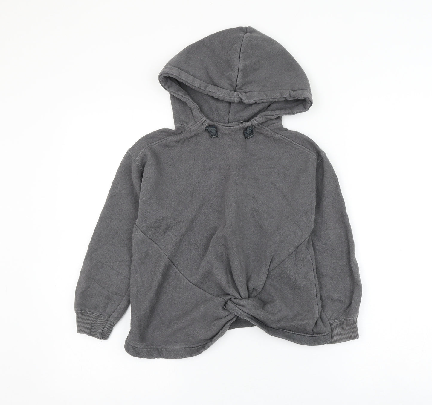 Zara Girls Grey Cotton Pullover Hoodie Size 9 Years Pullover - Knot Front