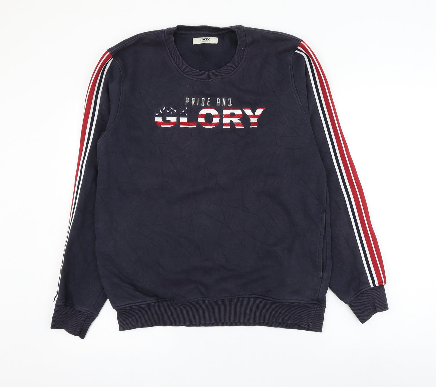 Max Mens Blue Cotton Pullover Sweatshirt Size L - Pride And Glory