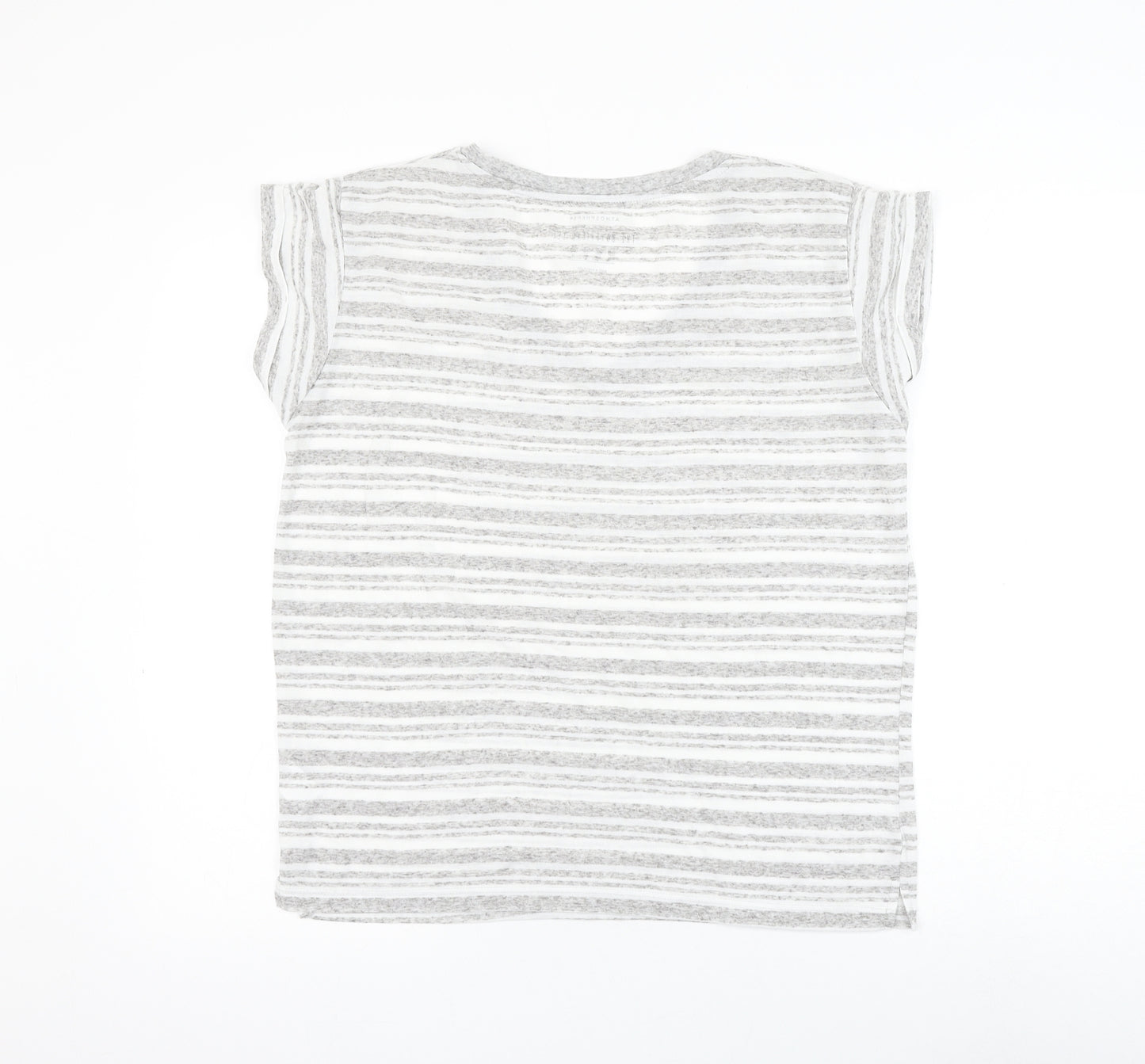 Atmosphere Womens White Striped Polyester Basic T-Shirt Size 14 V-Neck