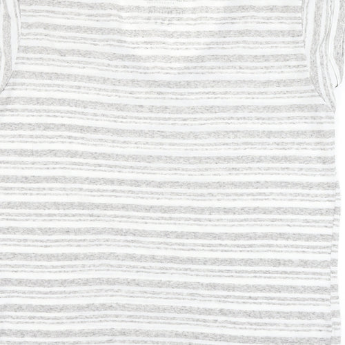 Atmosphere Womens White Striped Polyester Basic T-Shirt Size 14 V-Neck