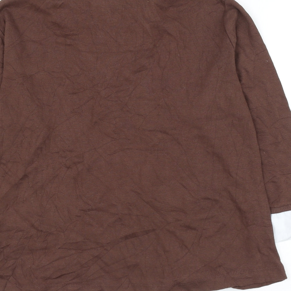 Sarah Hamilton Womens Brown Collared Cotton Pullover Jumper Size 14