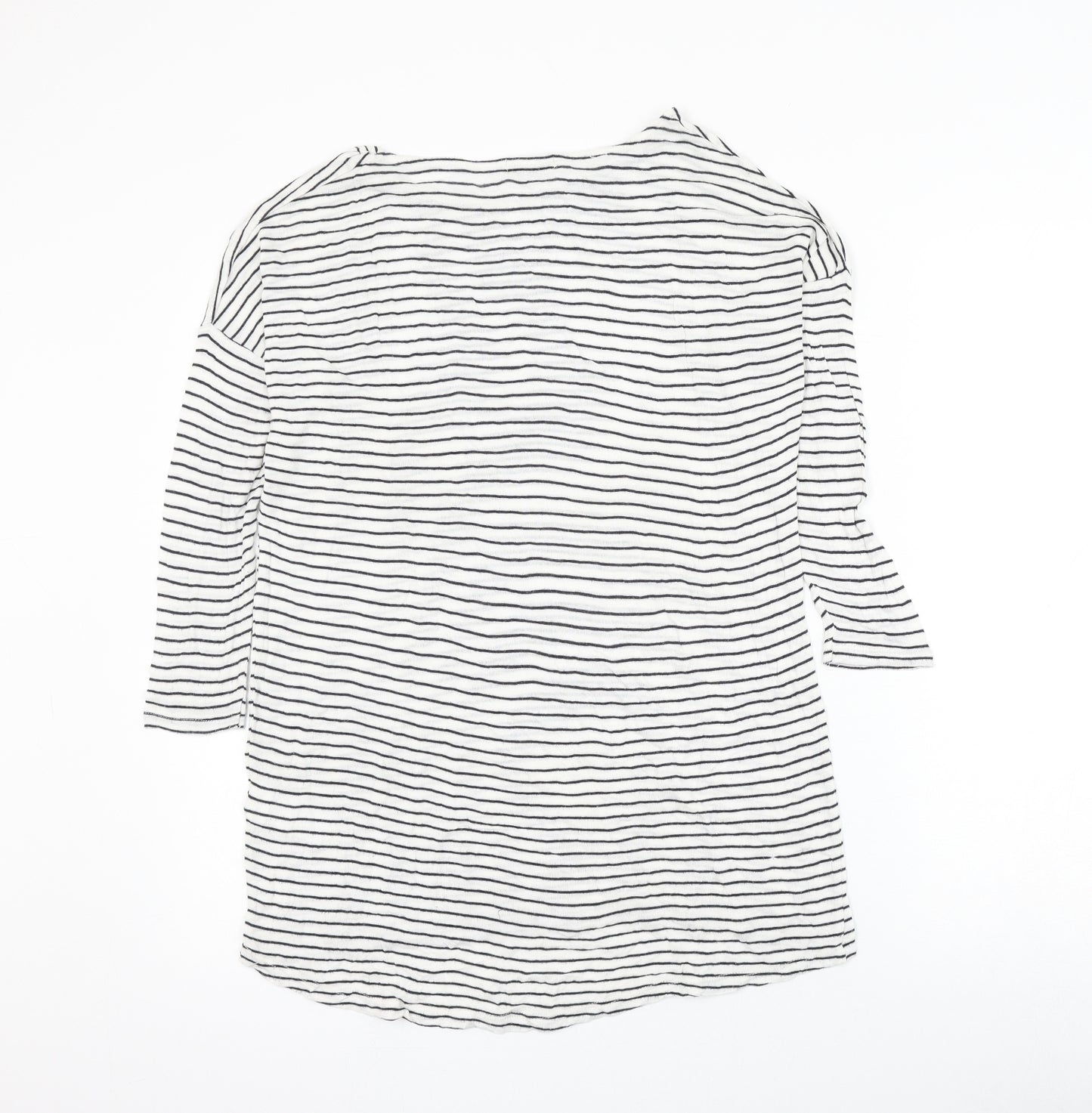 C Womens White Round Neck Striped Viscose Pullover Jumper Size M