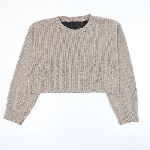 I SAW IT FIRST Womens Brown Polyester Pullover Sweatshirt Size M Pullover - Cropped