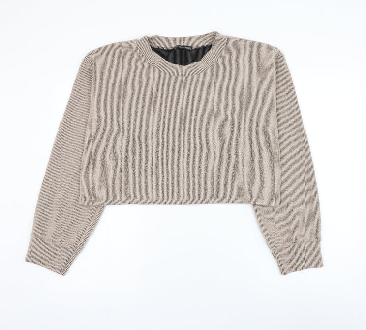 I SAW IT FIRST Womens Brown Polyester Pullover Sweatshirt Size M Pullover - Cropped