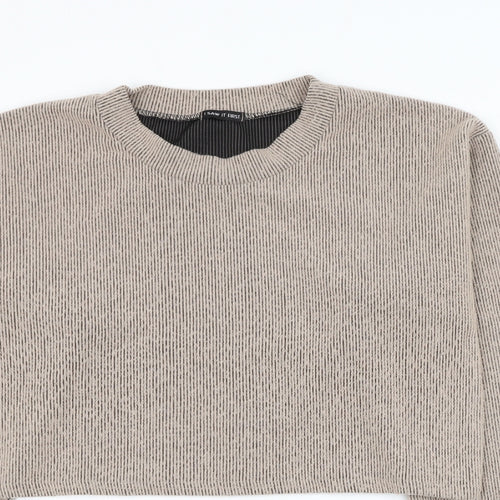 I SAW IT FIRST Womens Brown Polyester Pullover Sweatshirt Size M Pullover - Cropped