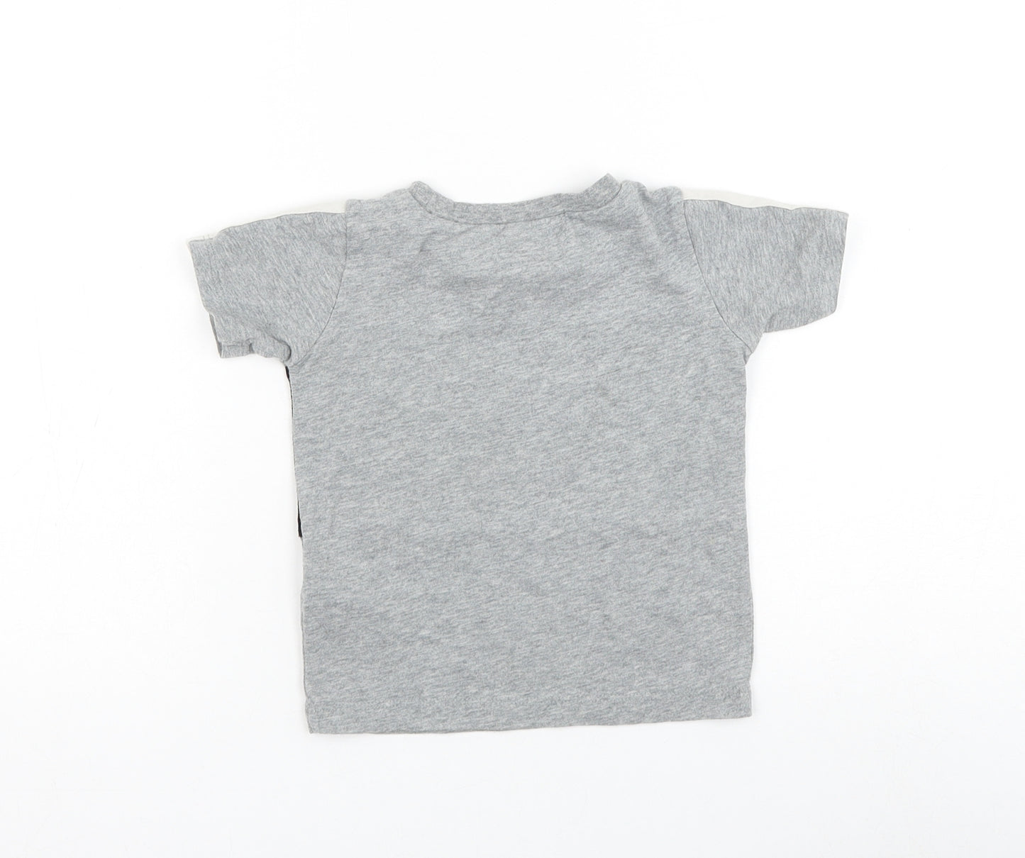 Nike Boys Grey Cotton Basic T-Shirt Size 24 Months Round Neck Pullover