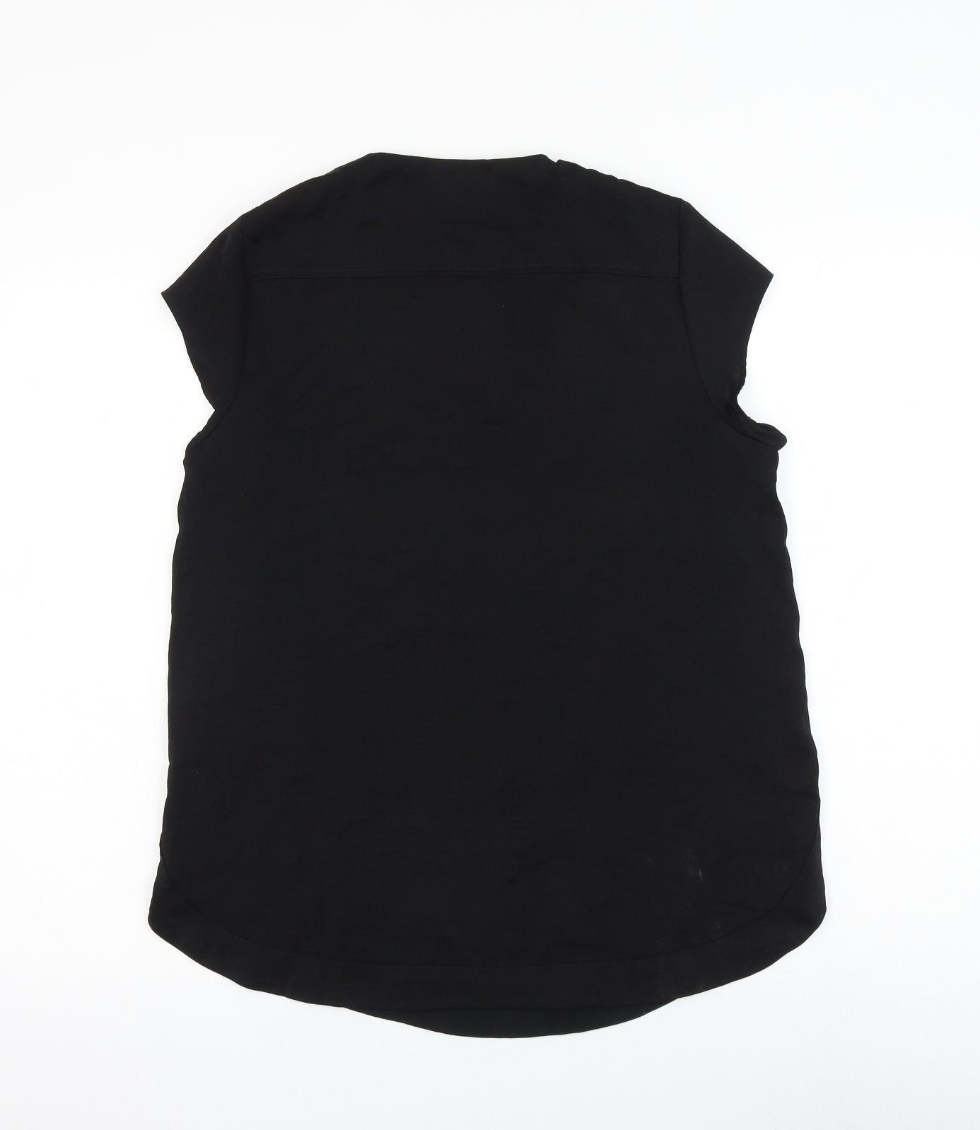 H&M Womens Black Polyester Basic Blouse Size 12 V-Neck