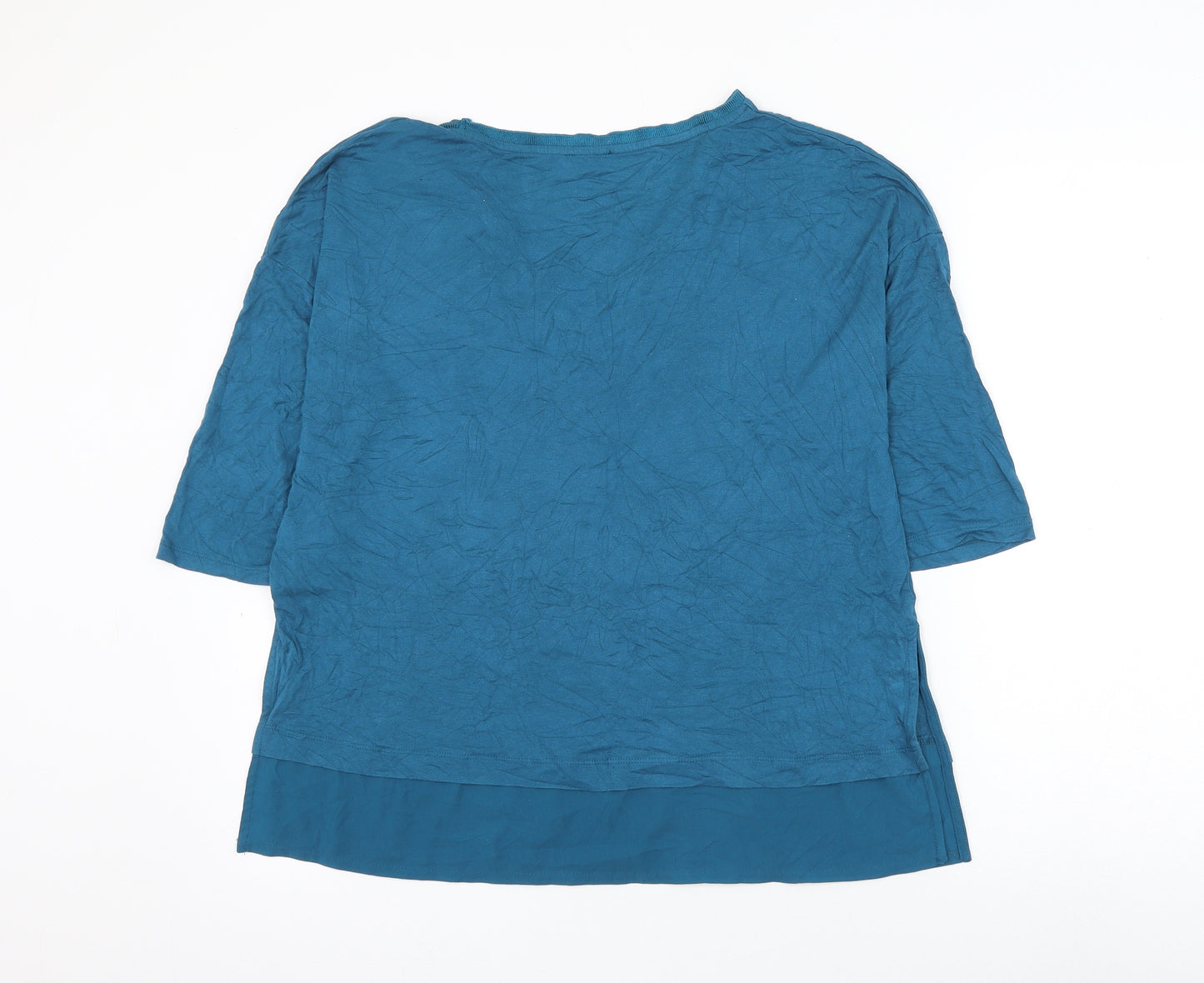 F&F Womens Blue Viscose Basic Blouse Size 14 V-Neck
