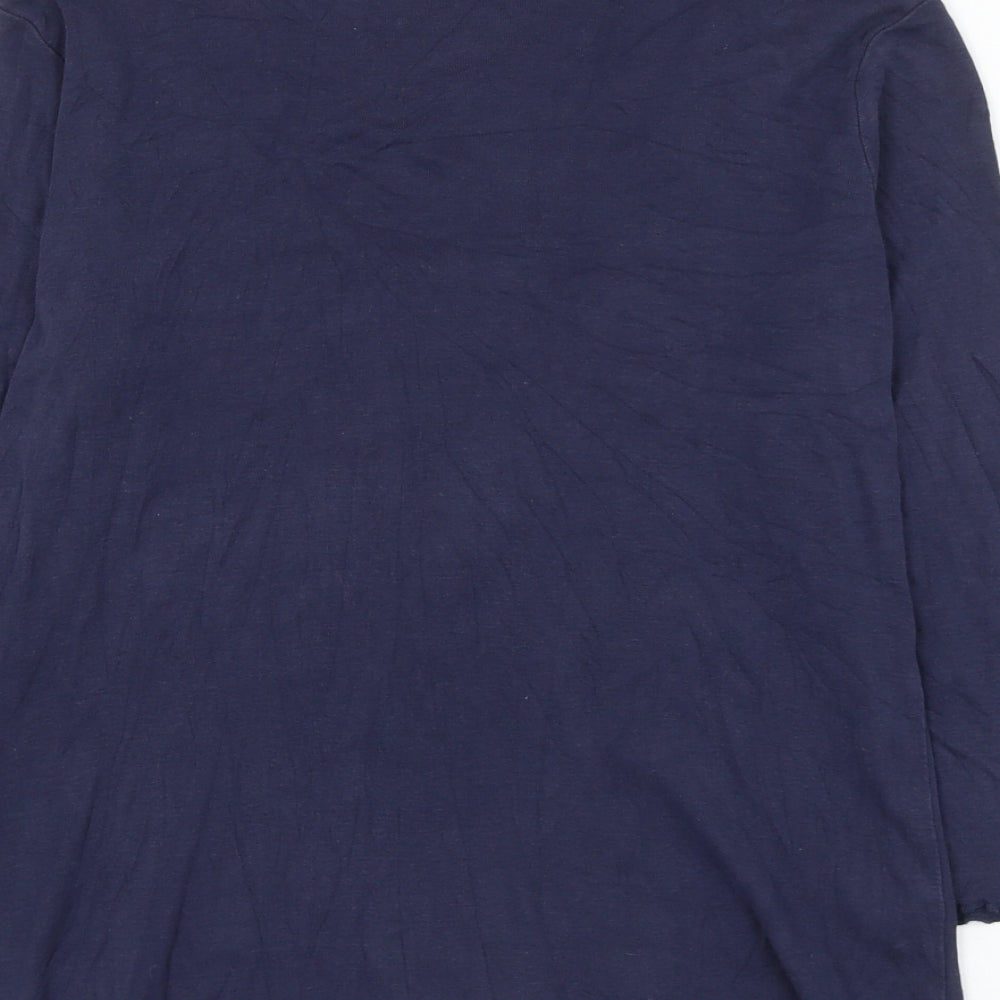 Marks and Spencer Womens Blue Cotton Basic Blouse Size 14 V-Neck