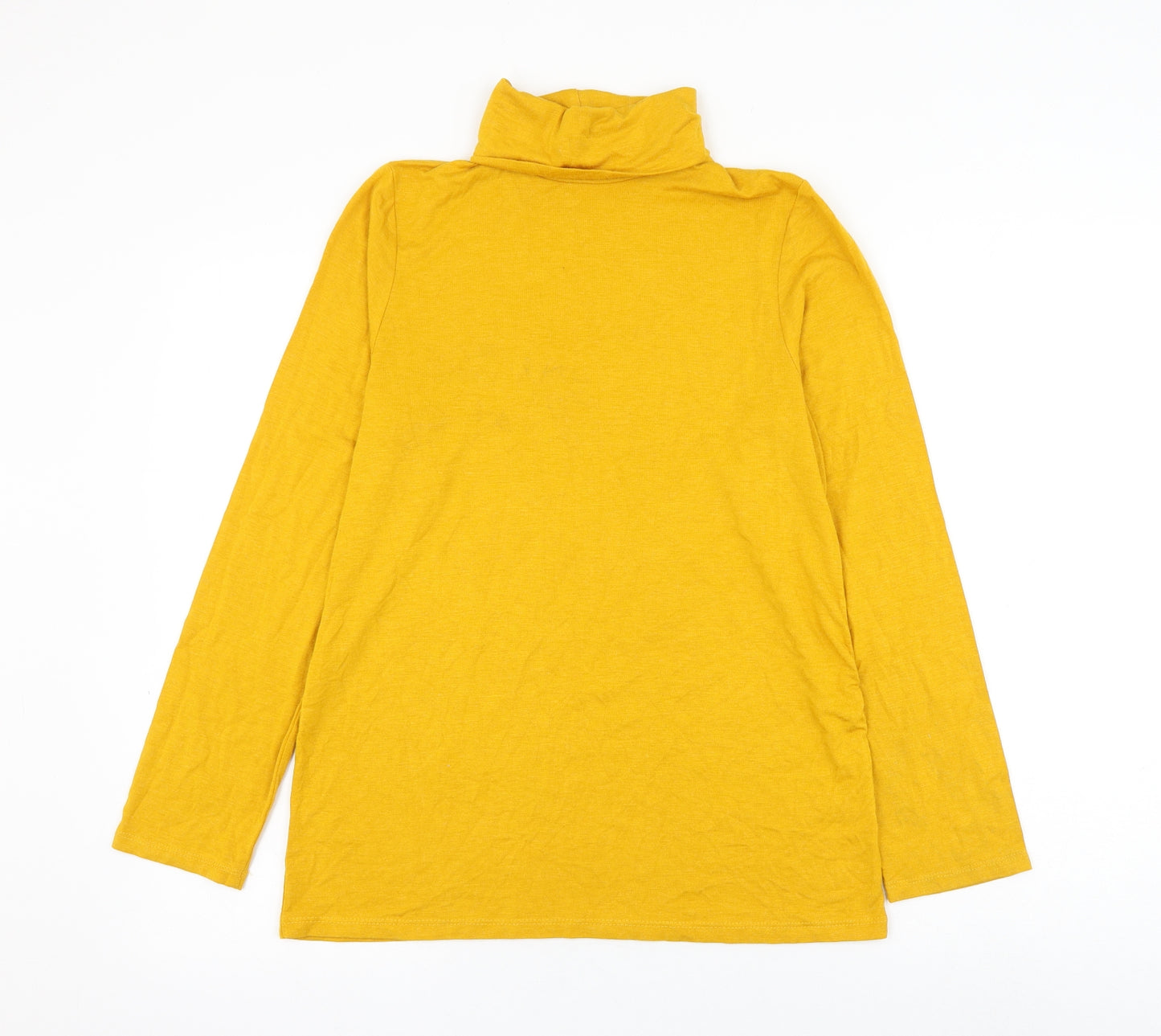 George Womens Yellow Viscose Basic Blouse Size 14 Roll Neck