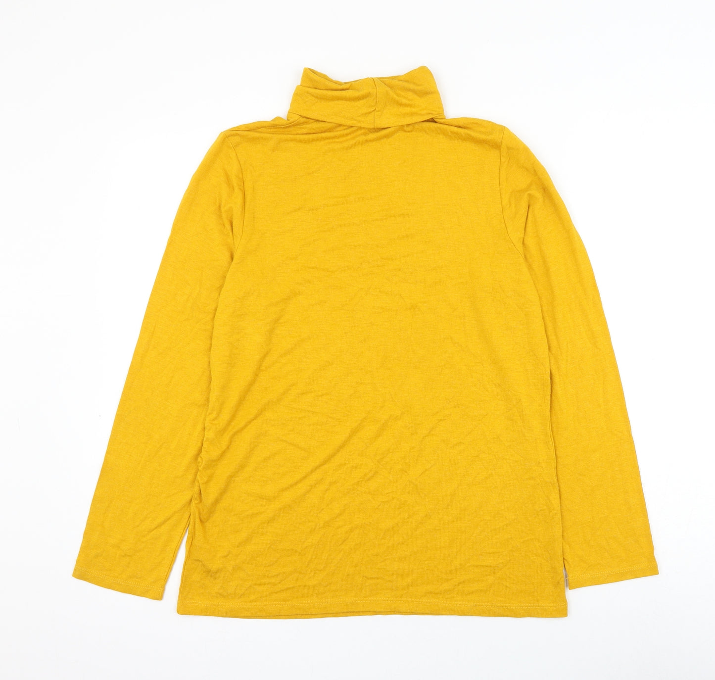 George Womens Yellow Viscose Basic Blouse Size 14 Roll Neck
