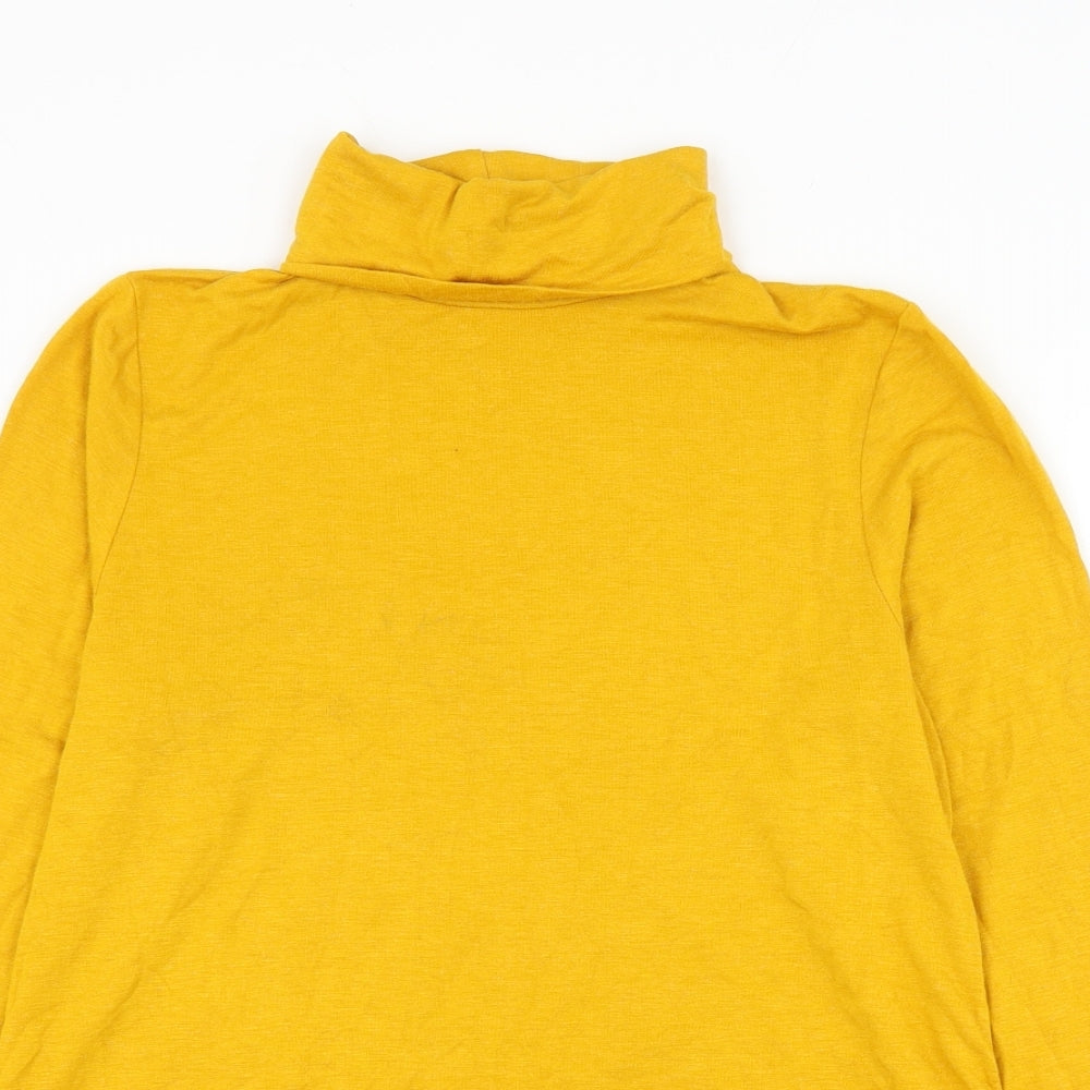 George Womens Yellow Viscose Basic Blouse Size 14 Roll Neck