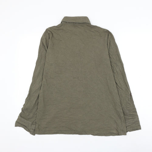 Dorothy Perkins Womens Green Cotton Basic Button-Up Size 10 Collared