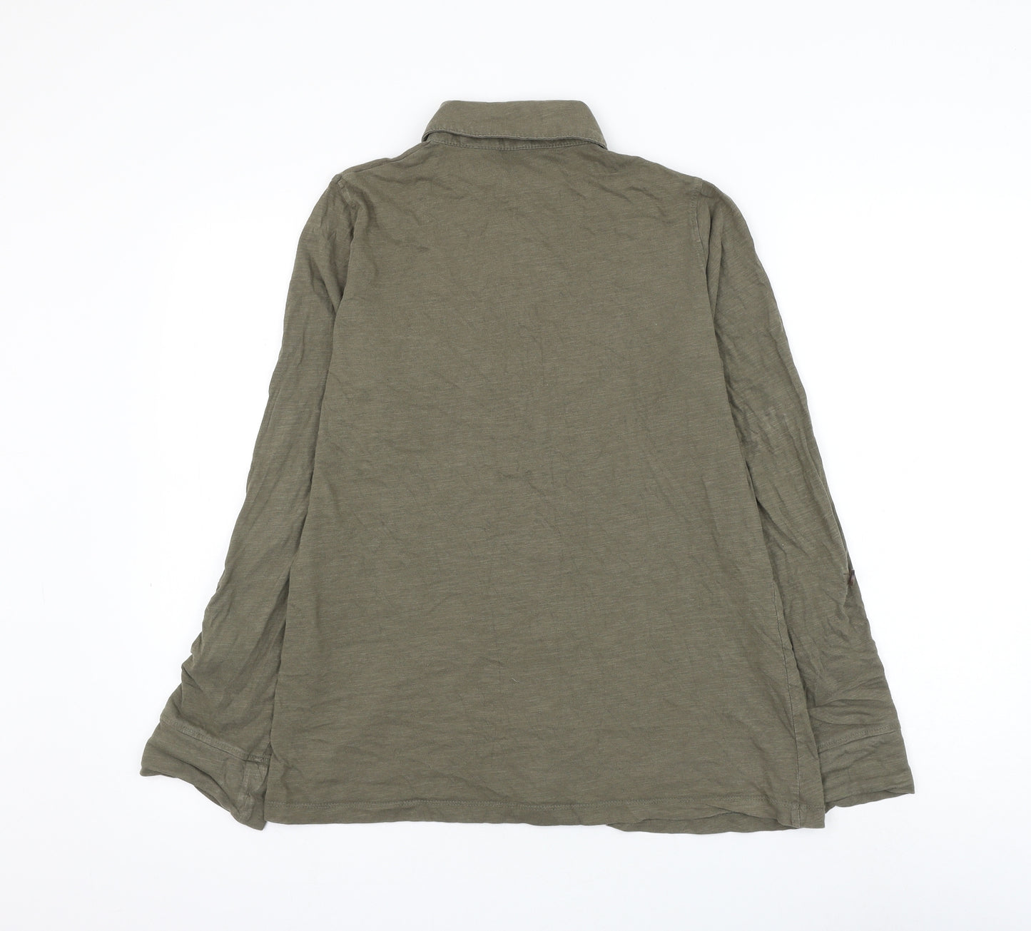 Dorothy Perkins Womens Green Cotton Basic Button-Up Size 10 Collared