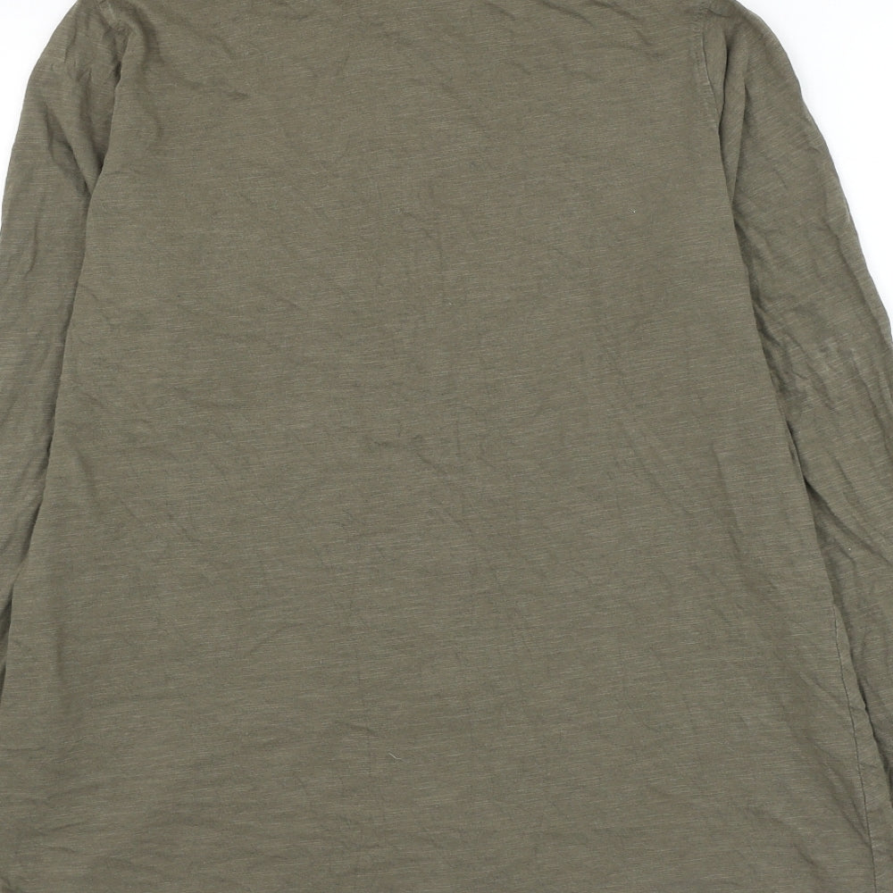 Dorothy Perkins Womens Green Cotton Basic Button-Up Size 10 Collared
