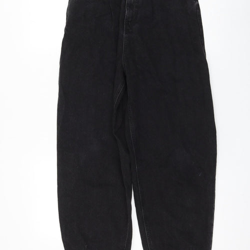 Zara Womens Black Cotton Straight Jeans Size 6 L26 in Regular Zip