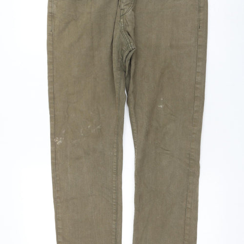 H&M Womens Green Cotton Straight Jeans Size 36 in L31 in Regular Zip
