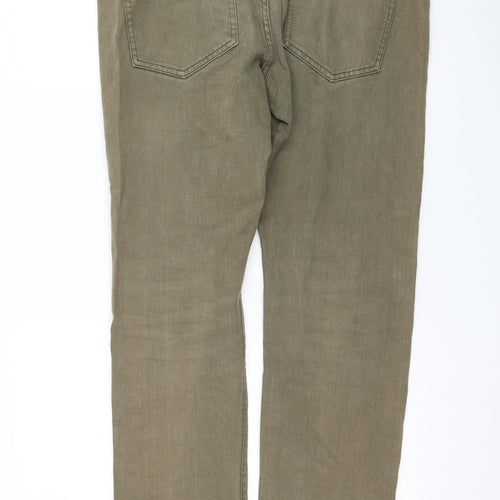 H&M Womens Green Cotton Straight Jeans Size 36 in L31 in Regular Zip
