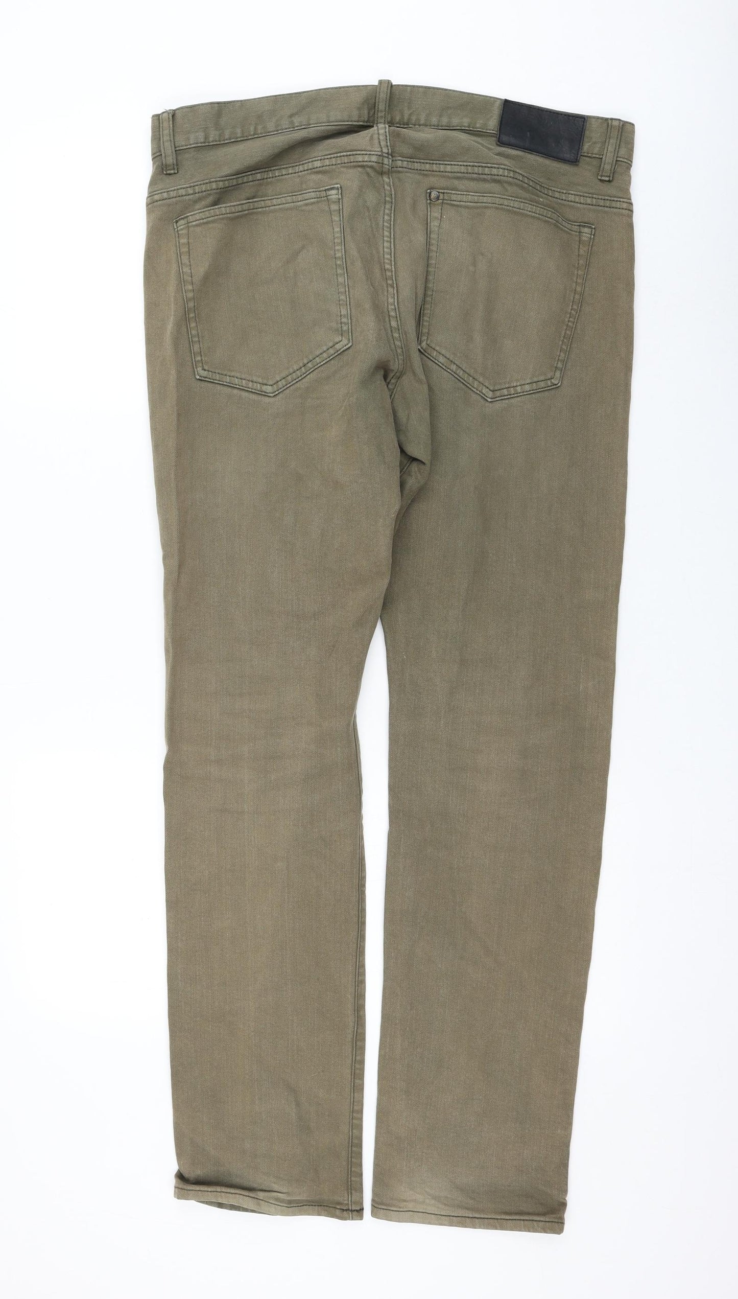 H&M Womens Green Cotton Straight Jeans Size 36 in L31 in Regular Zip