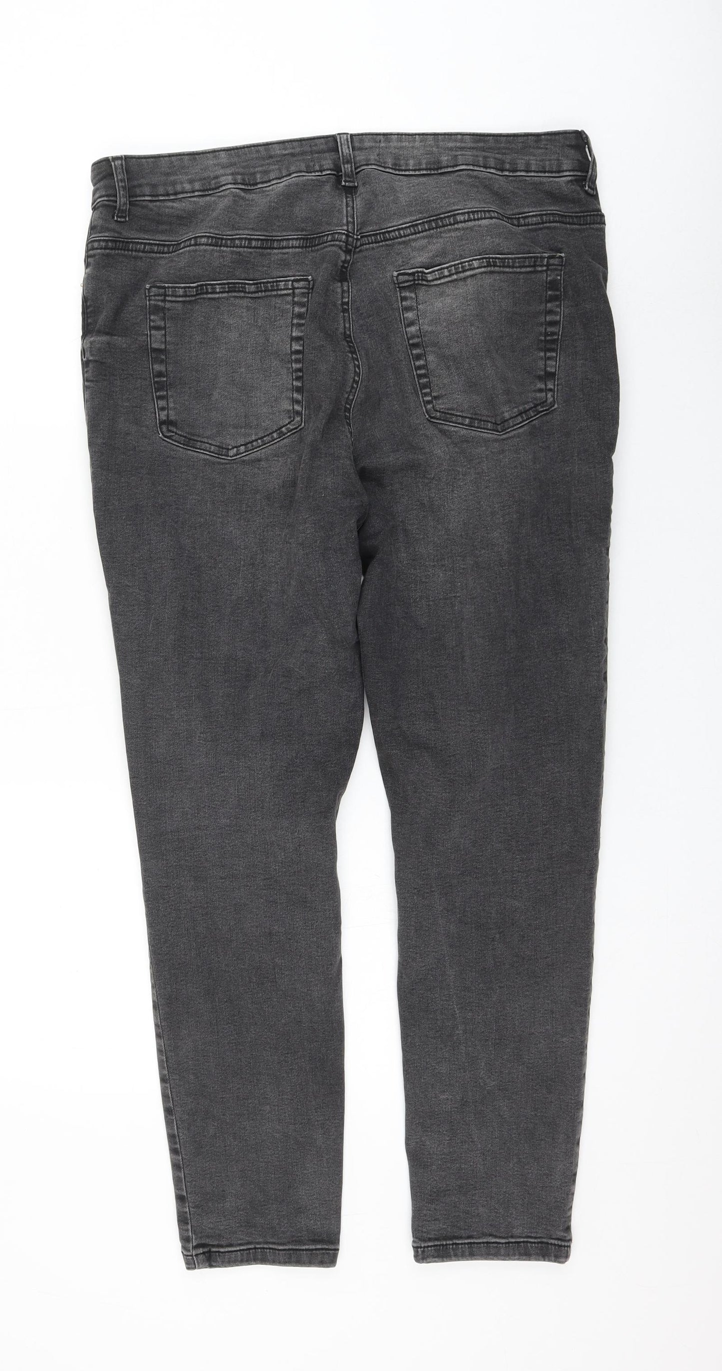 Primark Womens Grey Cotton Skinny Jeans Size 18 L27 in Regular Zip