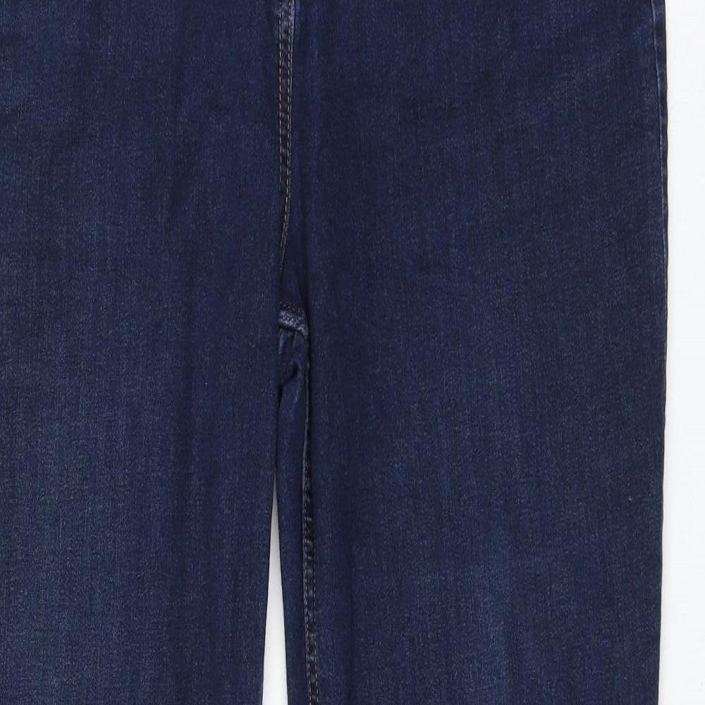 Marks and Spencer Womens Blue Cotton Flared Jeans Size 12 L30 in Regular Zip