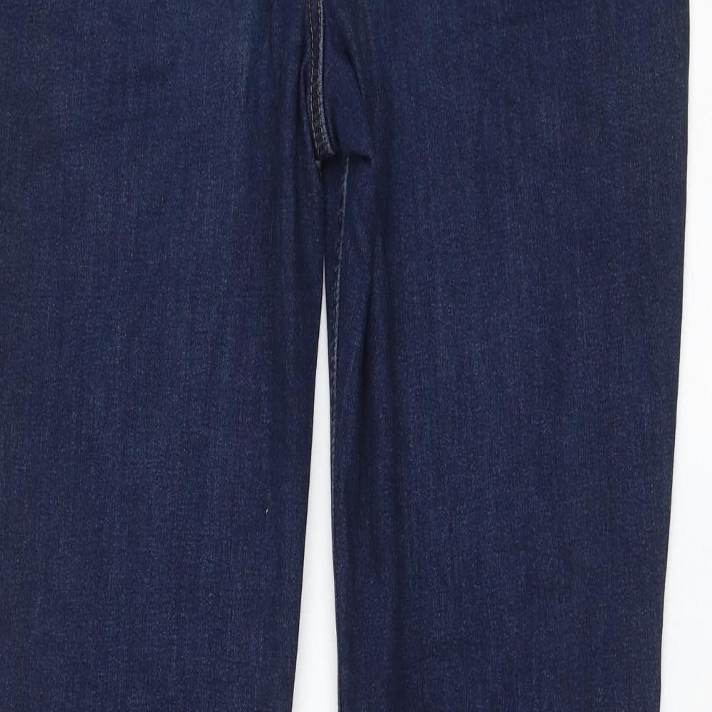Marks and Spencer Womens Blue Cotton Flared Jeans Size 12 L30 in Regular Zip