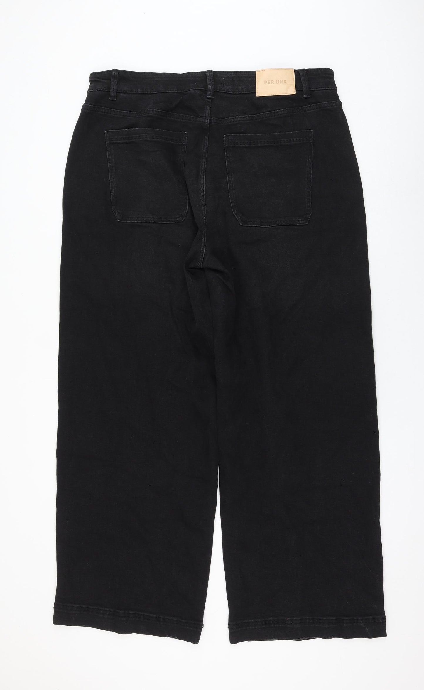 Marks and Spencer Womens Black Cotton Straight Jeans Size 18 L30 in Regular Zip